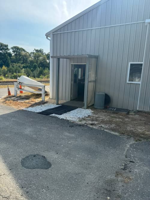 showing Aquebogue Boat & Storage Front Office doorway in
